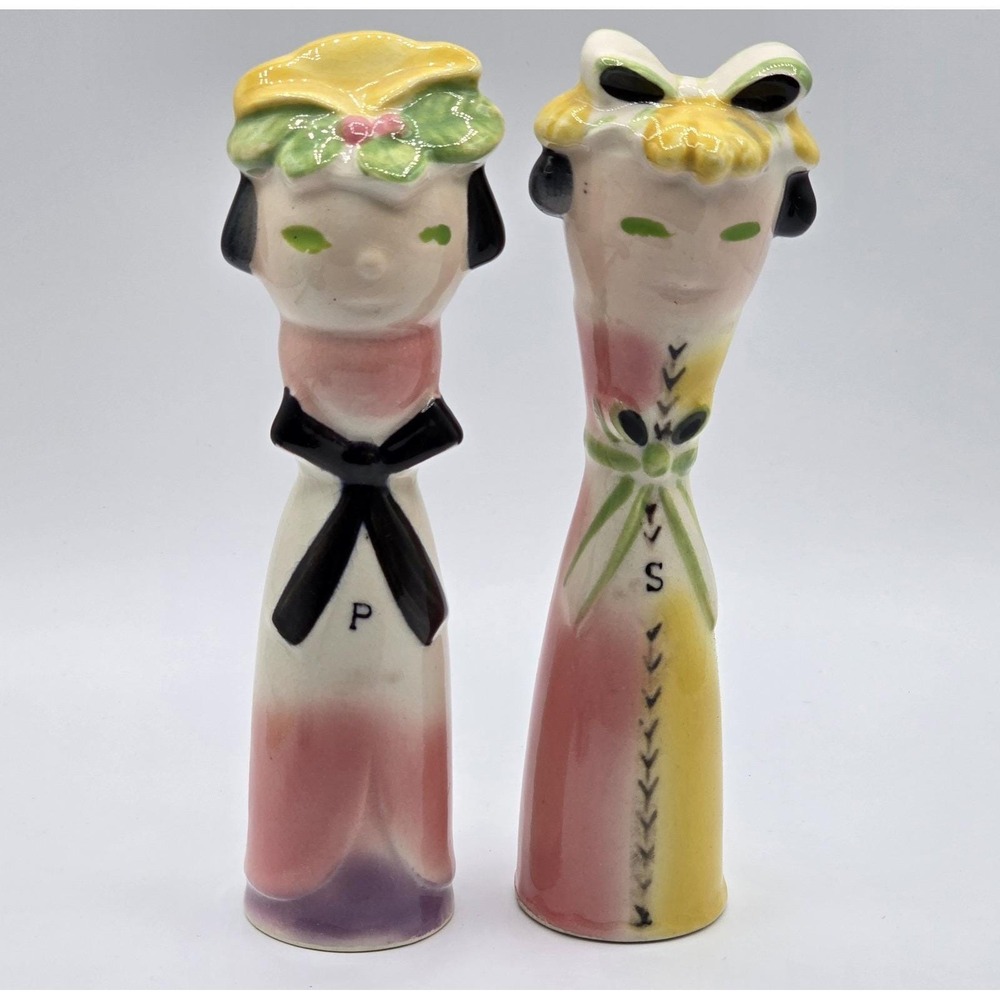 Vintage Salt & Pepper Shakers Tilso 7" Japan Tallboy‎ Anthropomorphic Kitschy